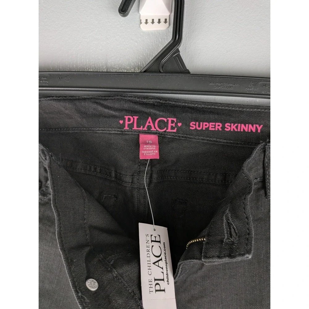 The Childrens Place Girls Super Skinny Jeans Black Wash Size 16 NWT